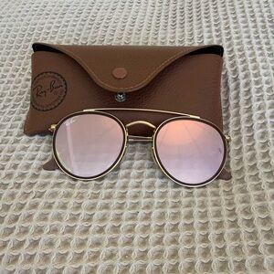 Ray-Ban Gold Frame with Pink Lenses